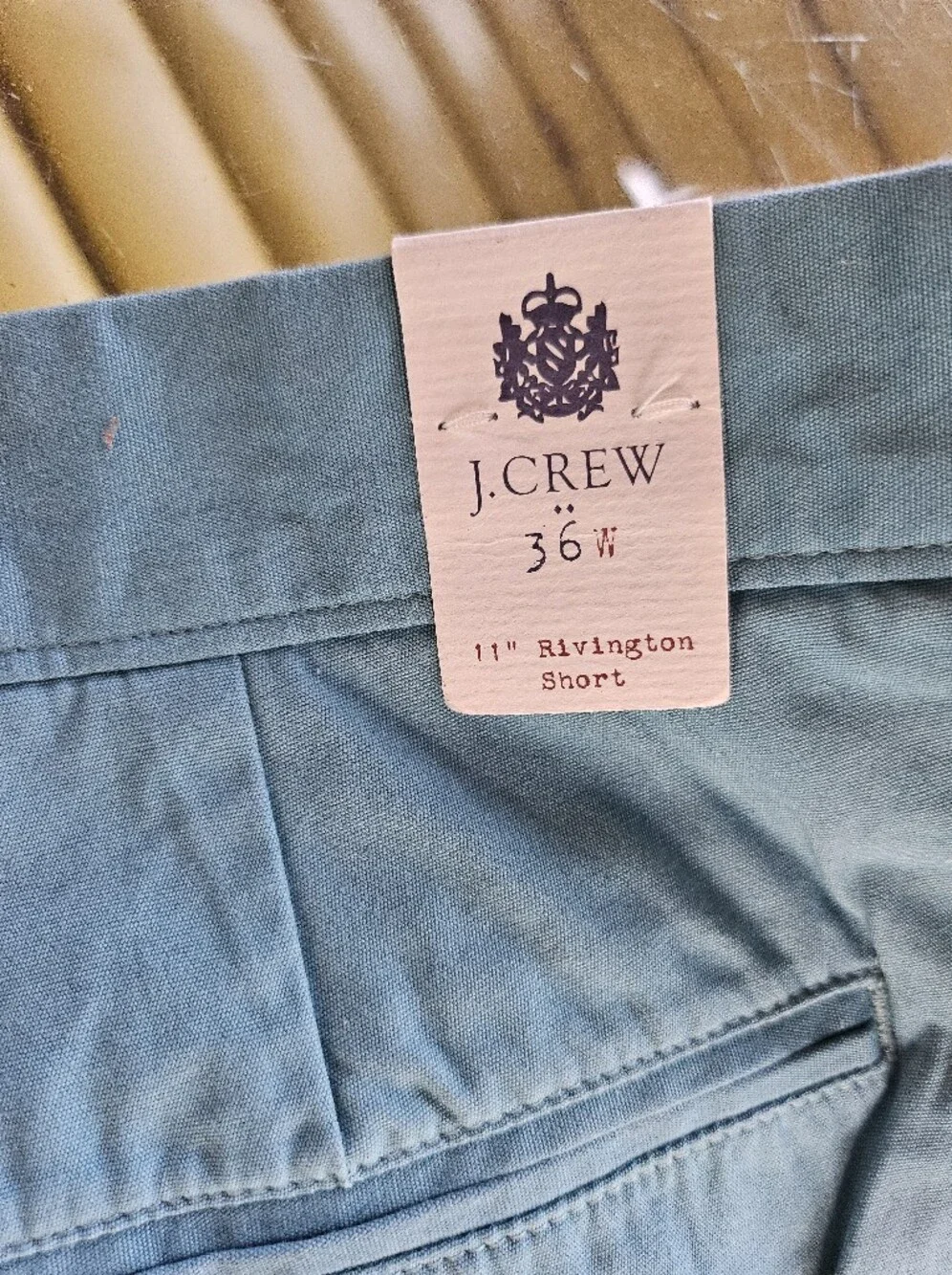 New W Tag, J. Crew Riverton Men's Teal Blue Cotton Flat Front Shorts 36
